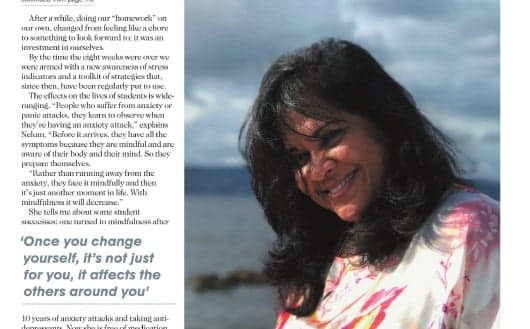 Press article on mindfulness by Nelum Jayakody